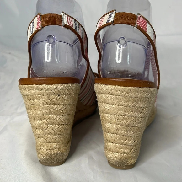 G.H. BASS & CO Kim Stripe Wedge Espadrille  Slingback Linen Coastal Beachy 9 - Picture 9 of 16